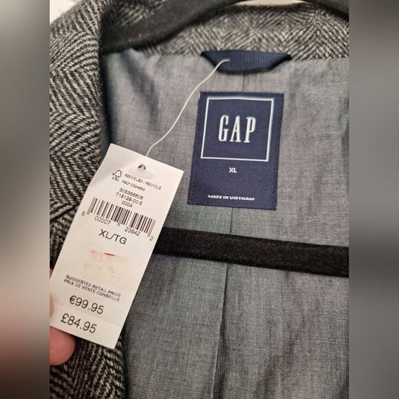 Gap Blazer Jacket XLarge Men Gray Wool Single Vent 2 Buttons - Picture 2 of 7